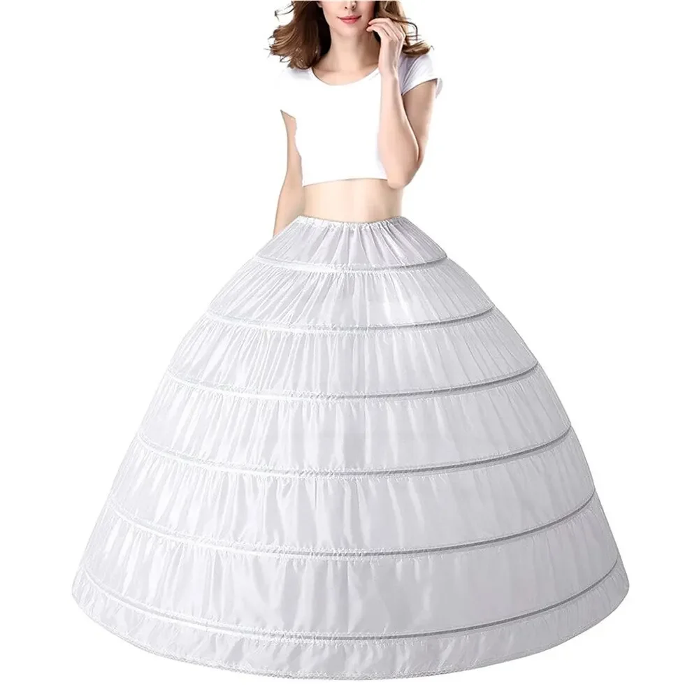 Best Quality 6 Hoops Crinoline Ball Gown Wedding Petticoat Fluffy Underskirt Mariage Half Slips Wedding Accessories