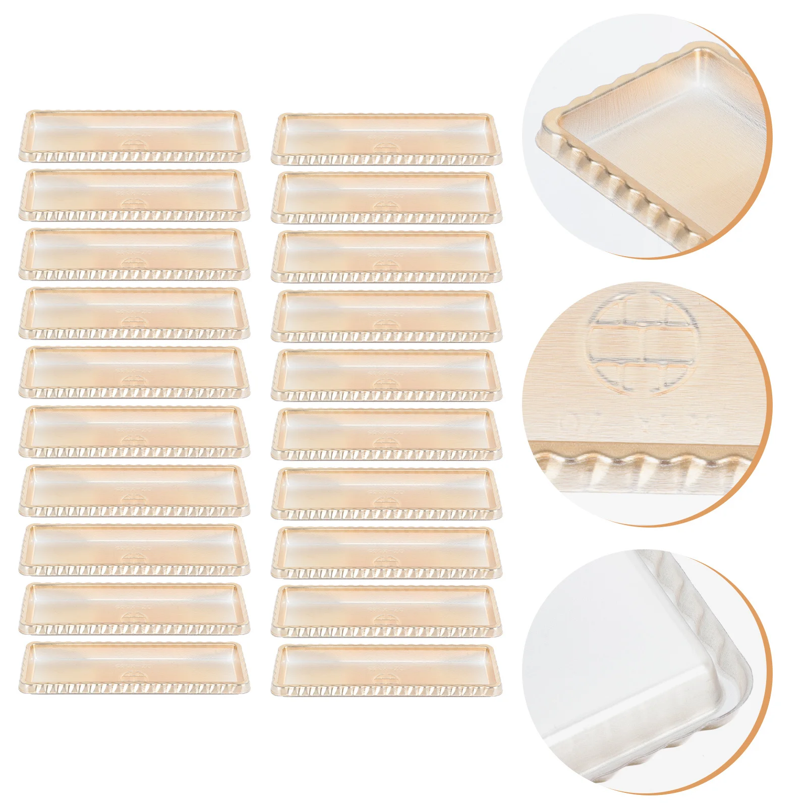 

20Pcs Golden Cake Pads Safe Food Grade Rectangular Cake Bases Delicate Dessert Trays for Weddings Parties Birthdays Bakery