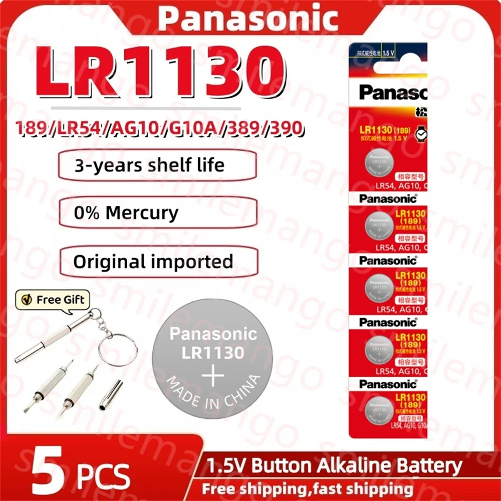 Panasonic 2-50PCS AG10 pilas LR1130 Cell Coin 1.55V SR54 389 189 LR1130 SR1130 G10A Alkaline knop Batterijen voor Horloge Speelgoed