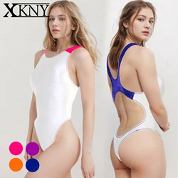 XCKNY-Maiô De Cetim Brilhante, Bikini Elástico Alto, Óleo De Seda, Apertado, Tanga, Correspondência De Cor