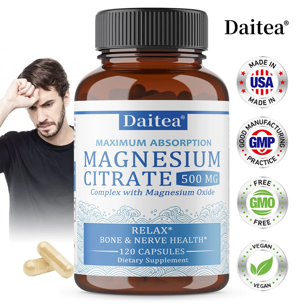 

Magnesium Citrate Complex 500 MG for Calm, Relaxation & Digestion Health Support - High Absorption Magnesium Supplement