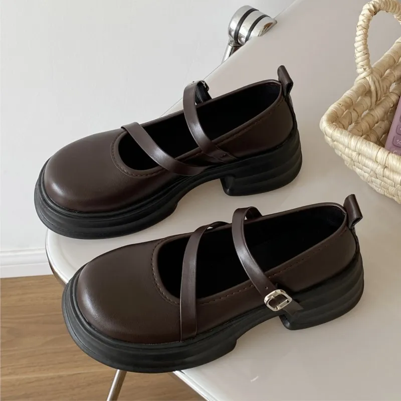 

Женские туфли Мэри Джейн, повседневная обувь на платформе с регулируемым ремешком и пряжкой на плоской подошве в консервативном стиле для школьниц, нескользящие оксфорды