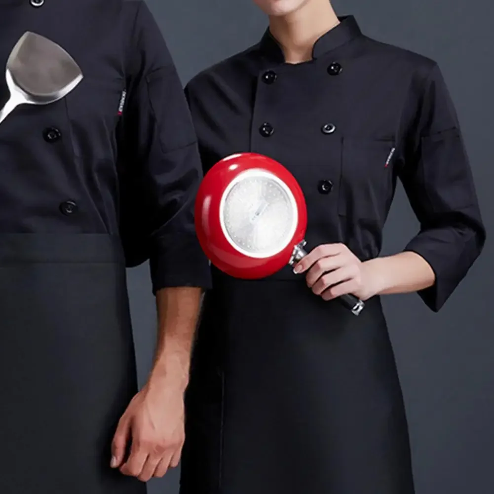 Stijlvolle Restaurant Uniform Sneldrogende Chef-Koks Jas Double Breasted Heren Chef-Kok Shirt Gebak Kleding Anti-Vies