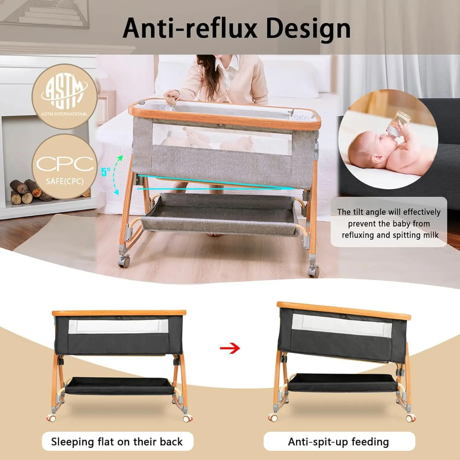 Aluminum Alloy Frame baby crib Baby Bassinet, bed foldable bed newborn splintered bed Baby Cradle with matress and nursing table