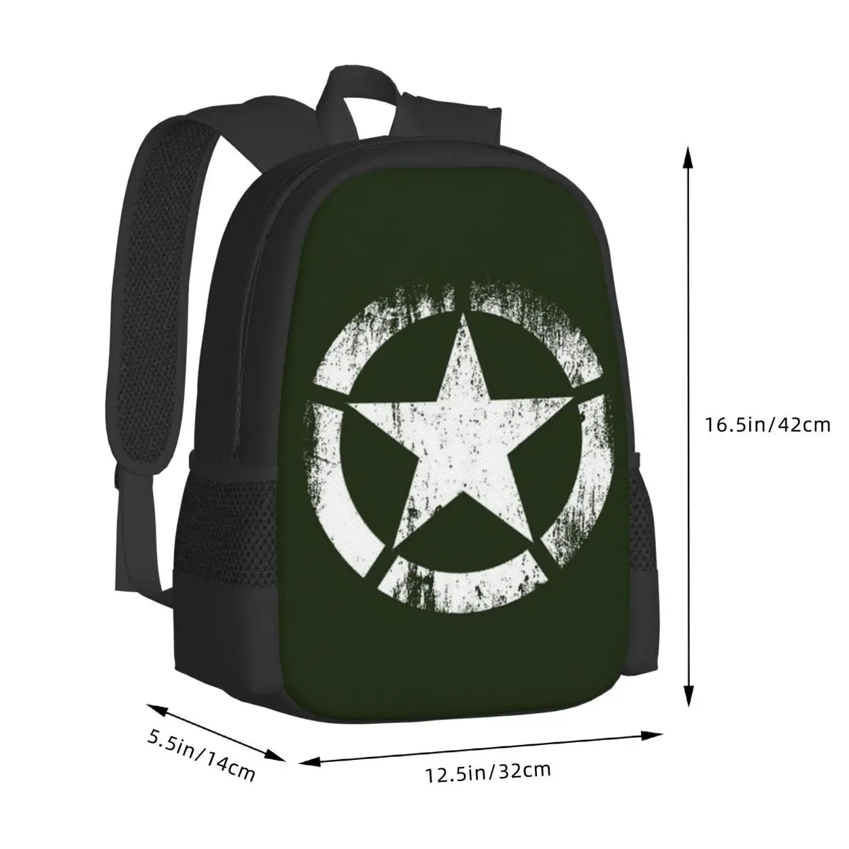 America Army Military Star Student Backpack School Bag Hiking Travel Daypack for Boys Girls Fashion Bookbag Shoulder Bags