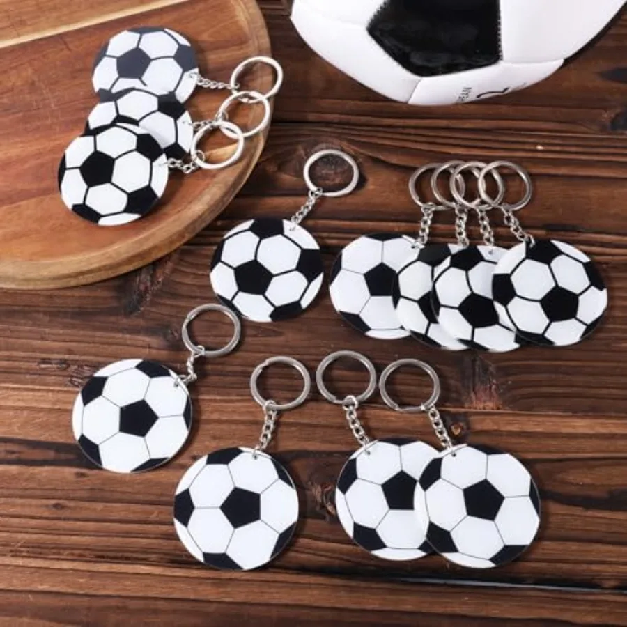 18pcs Soccer Keychain Soccer Ball Keyrings Football Key Chains Sports Ball Key Rings for Soccer Team Party Favors Goodie Bag Fi