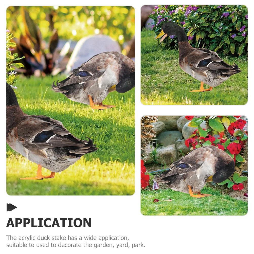 

2Pcs Garden Decoration Acrylic Duck Stakes Lifelike Yard Ornament Ground Insert Garden Decorative Stakes Acrylic Stake