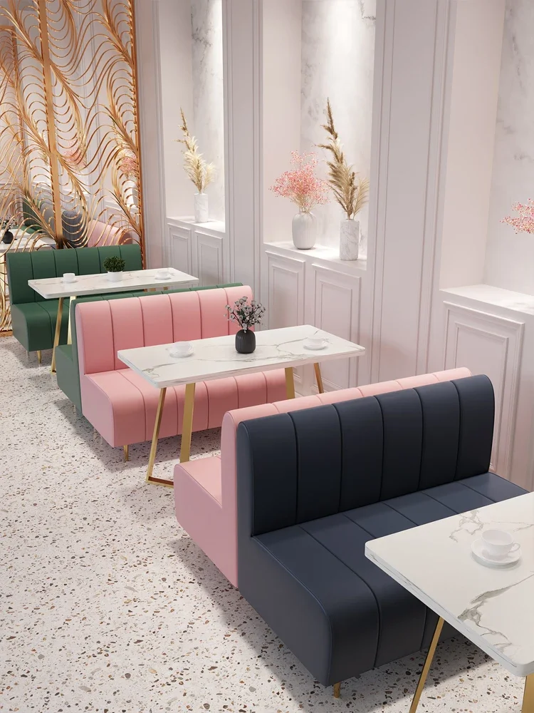 Restaurant Sofa Sets Dining tables And Chairs Use Modern Bench Dining Coffee Leather Wooden Frame Metal Leg Sofa Booth Seating