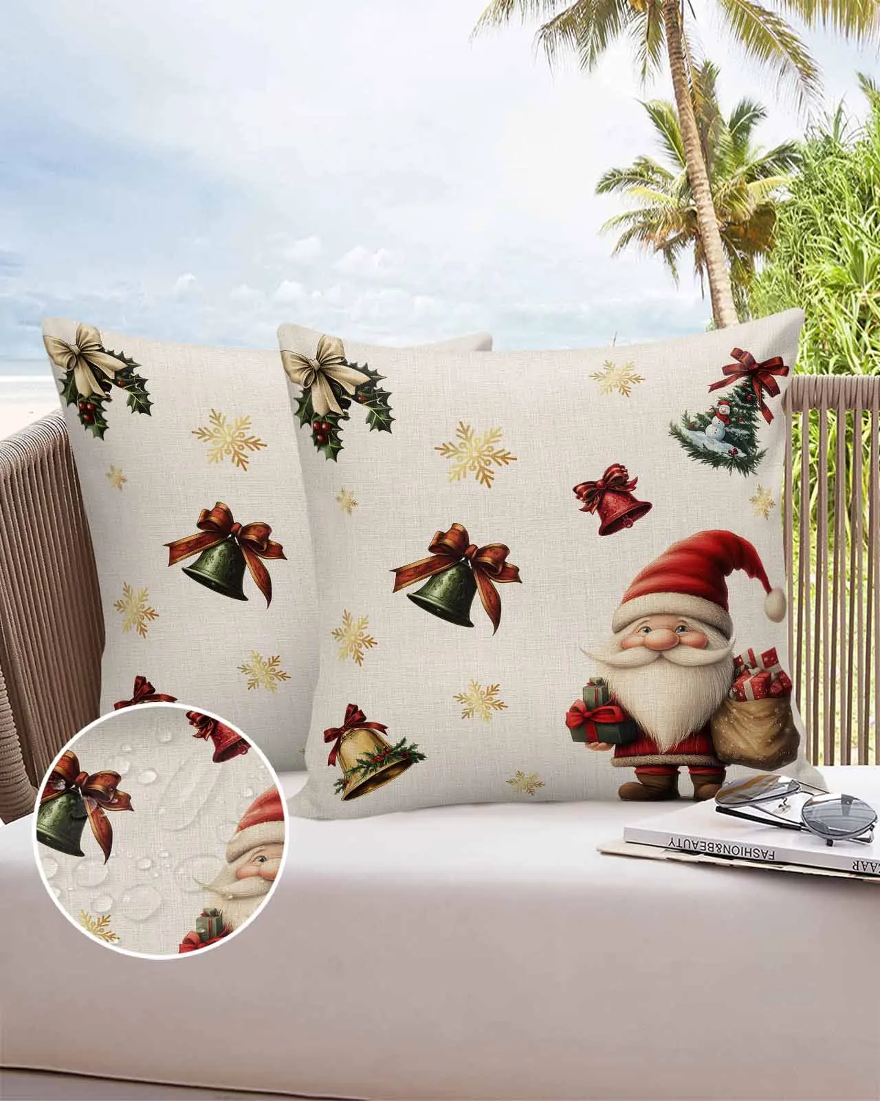 2/4PCS Christmas Goblin Snowflake Gift Bell Decorative Sofa Throw Pillow Cover Case Garden Patio Cushion Covers