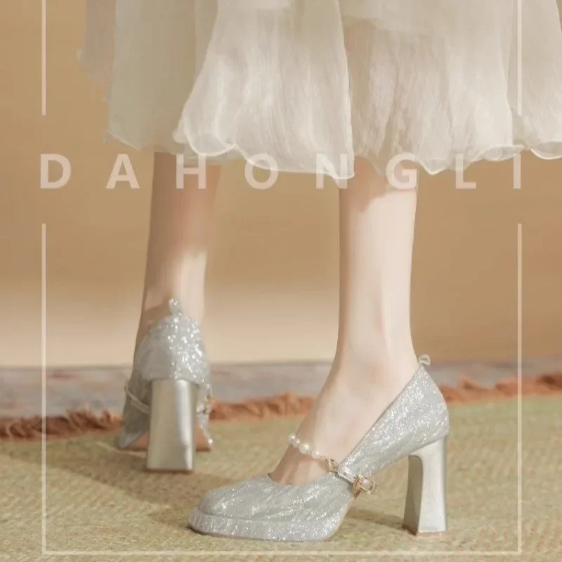 

2024 Spring New Women's Shoes Solid Color Pointed Toe Stilettos Fashionable Sexy Elegant Versatile Women's High Heels Plus Size