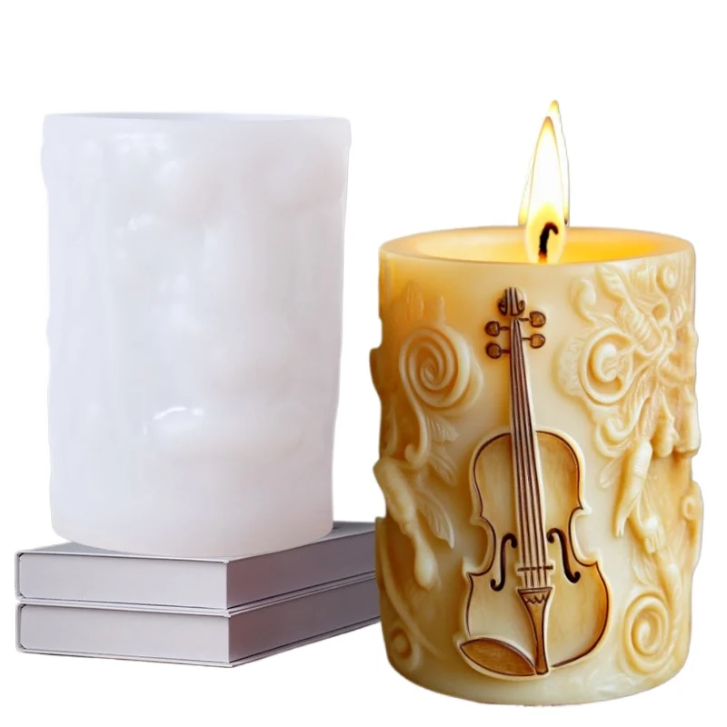 Gitara relief cylindryczna świeca silikonowa forma skrzypce uwaga relief cylindryczna forma instrument muzyczny skrzypce żywica formy gipsowe — zdjęcie 2