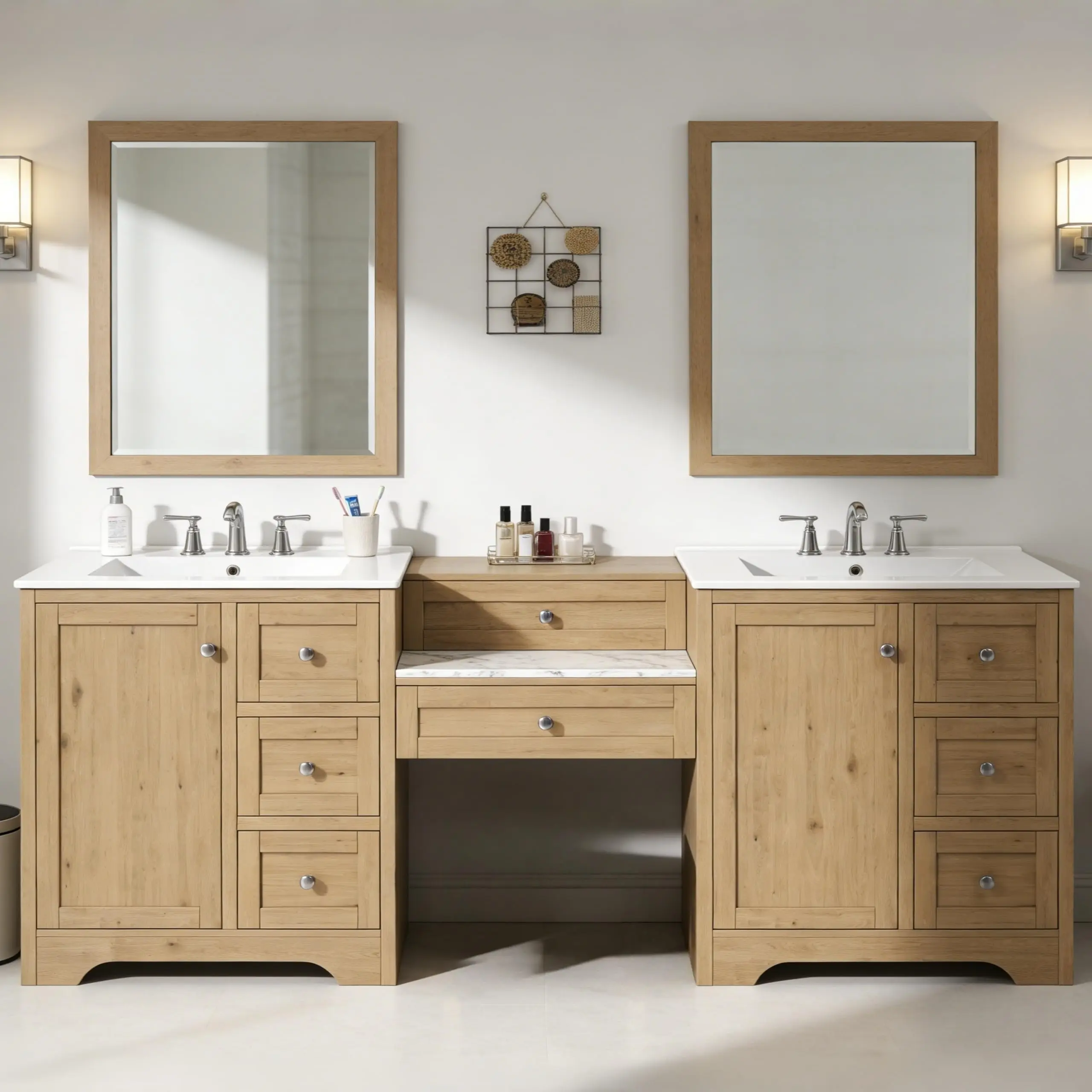 84 Inch Bathroom Vanity with Double Sinks and 24