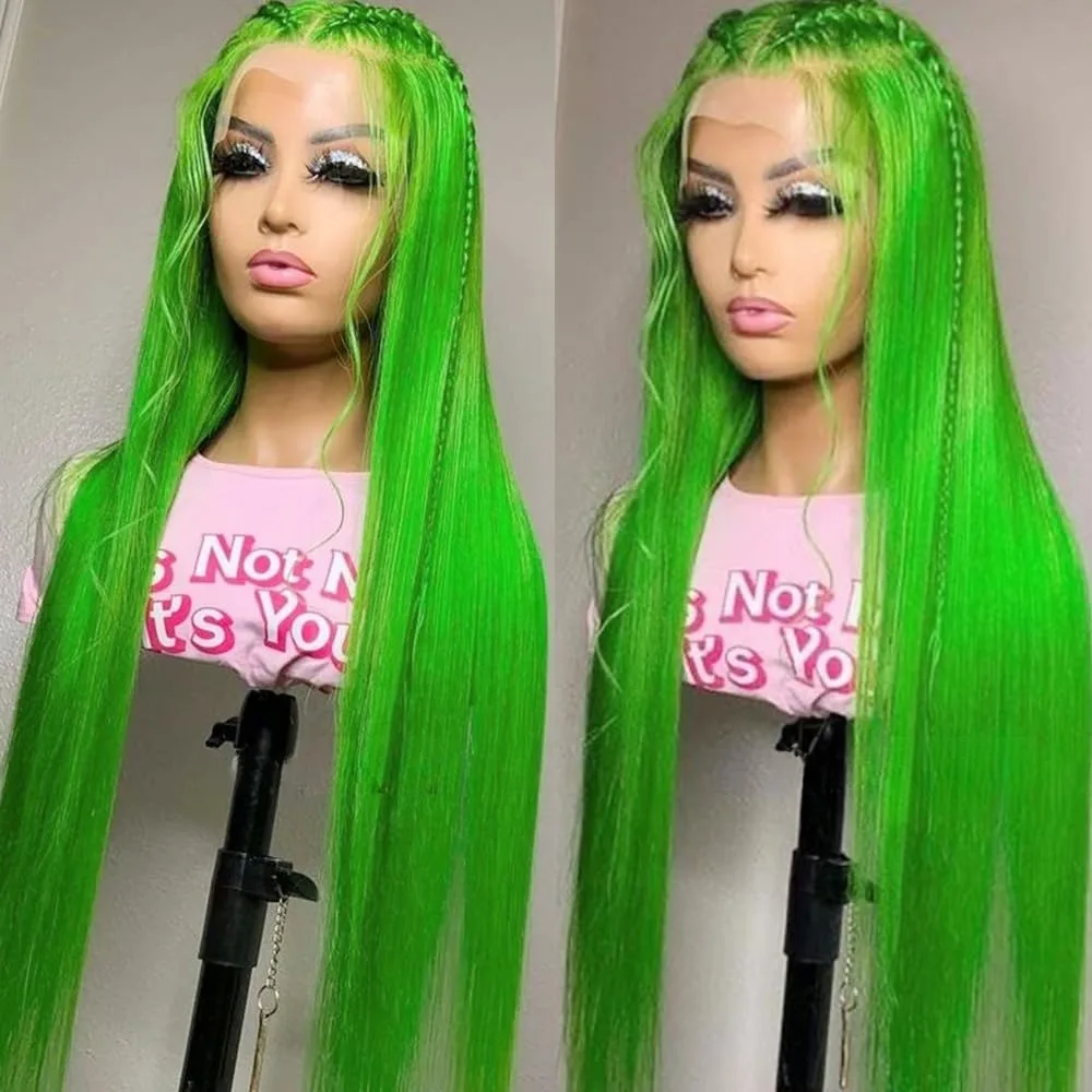 Silky Long Straight 13x4 hd Lace Front Wig for Women Green Natural Hairline Synthetic Lace Front Wig 26 Inch Glueless Cosplay