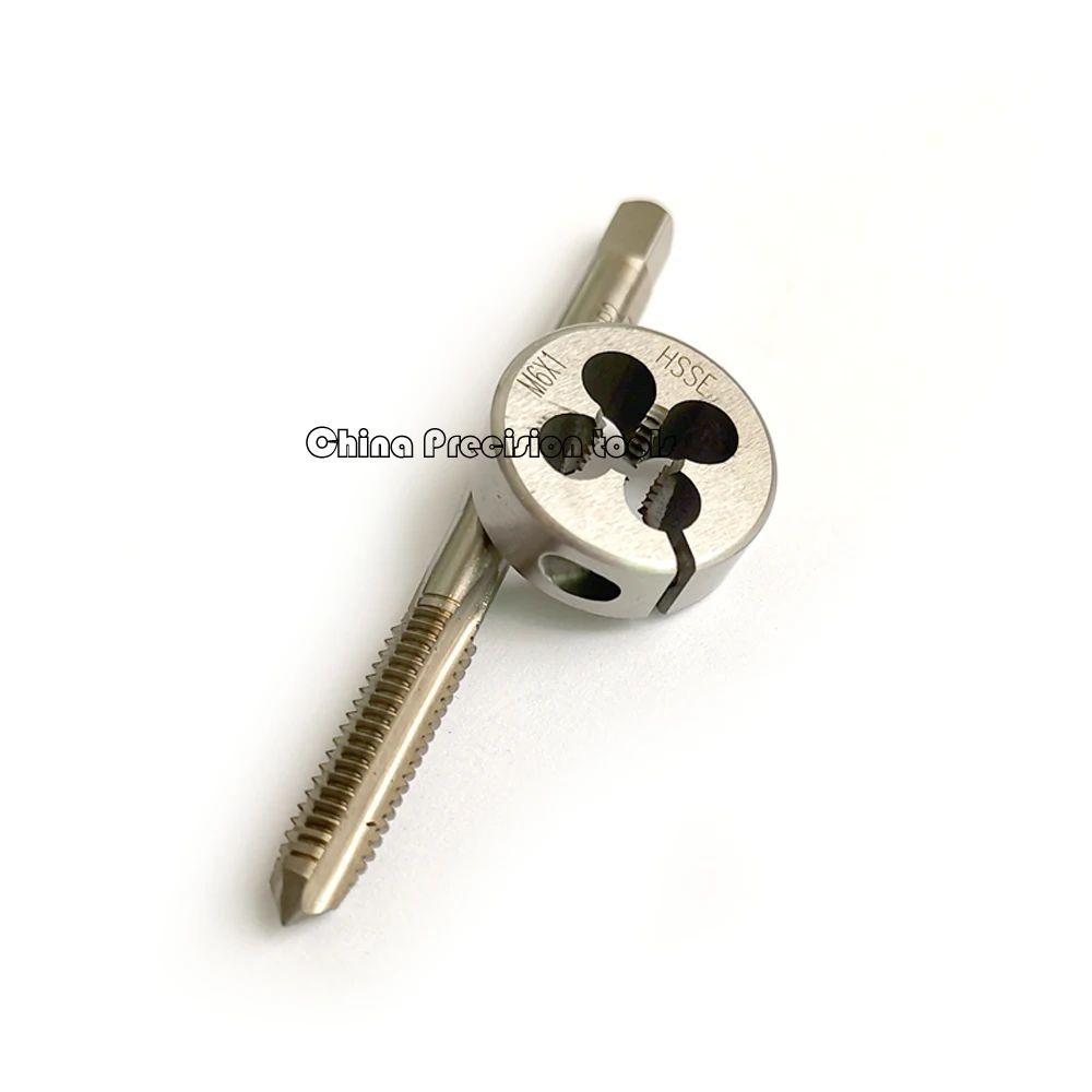 Juego de troqueles rectos de rosca métrica HSSE, 2 uds., M6 M6X1.25 M6X1, rosca fina, troqueles redondos divididos, juegos de grifos M6X0.75 M6X0.5