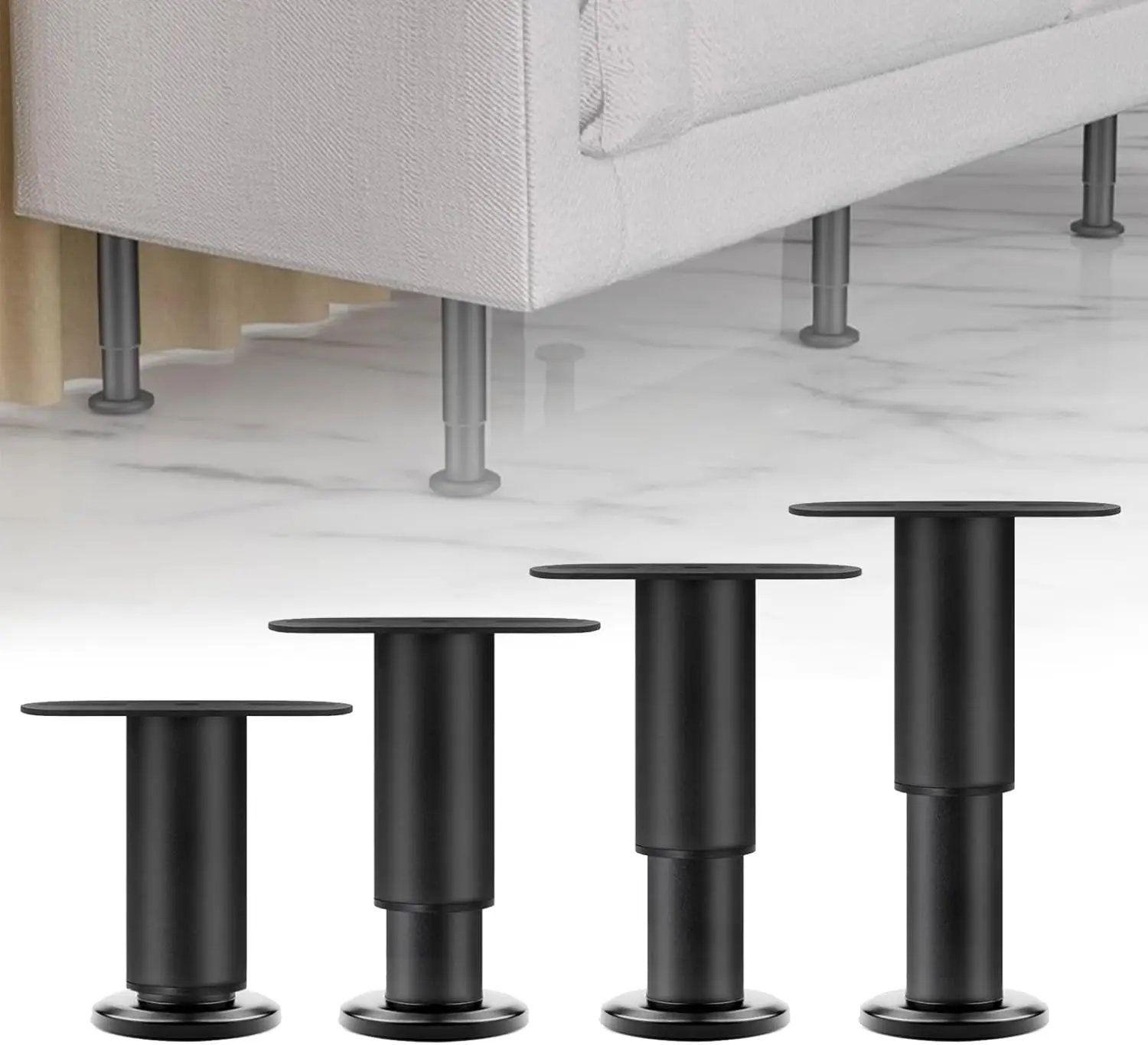 

4Pcs (3.2-4.5inch) Adjustable Bed Slat Support Leg, Multi Functional Furniture Leg, for Heavy Duty/Wooden/King/Queen Bed Frame/L