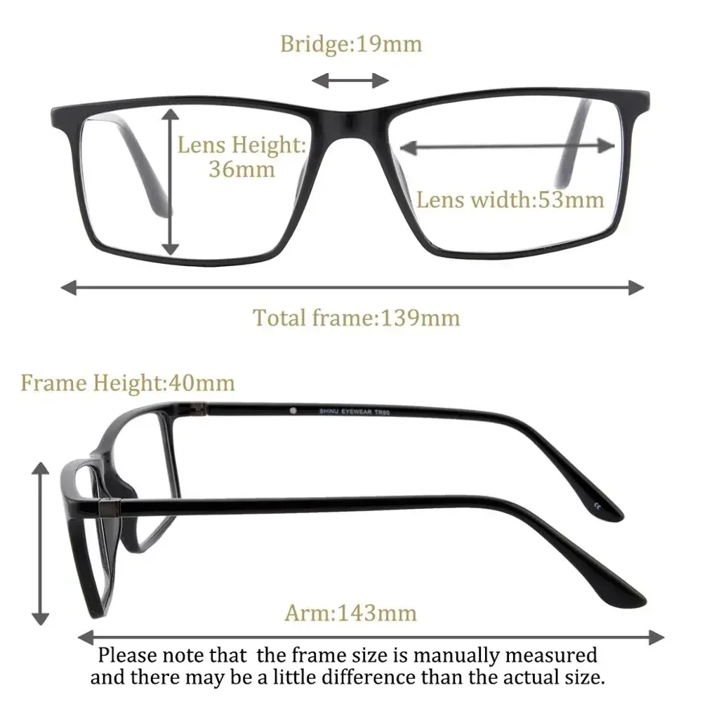 SHINU Brand Progressive Multifocal Reading Glasses Men Woman Tr90 Optical Frame Prescription Eyeglasses Cr39 Resin Lens Glasses