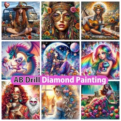 Fantasy Cartoon Girl 5D DIY AB Diamond Painting Cross Stitch Mosaic Embroidery Rhinestones Home Decor Kids Gift
