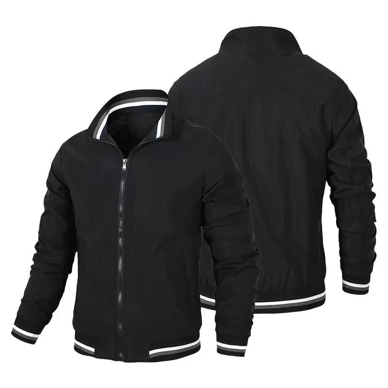 Men's Zipper Collar Casual Jacket, Outdoor Sports Jacket, Men's Windproof Jacket, Large S-5XL