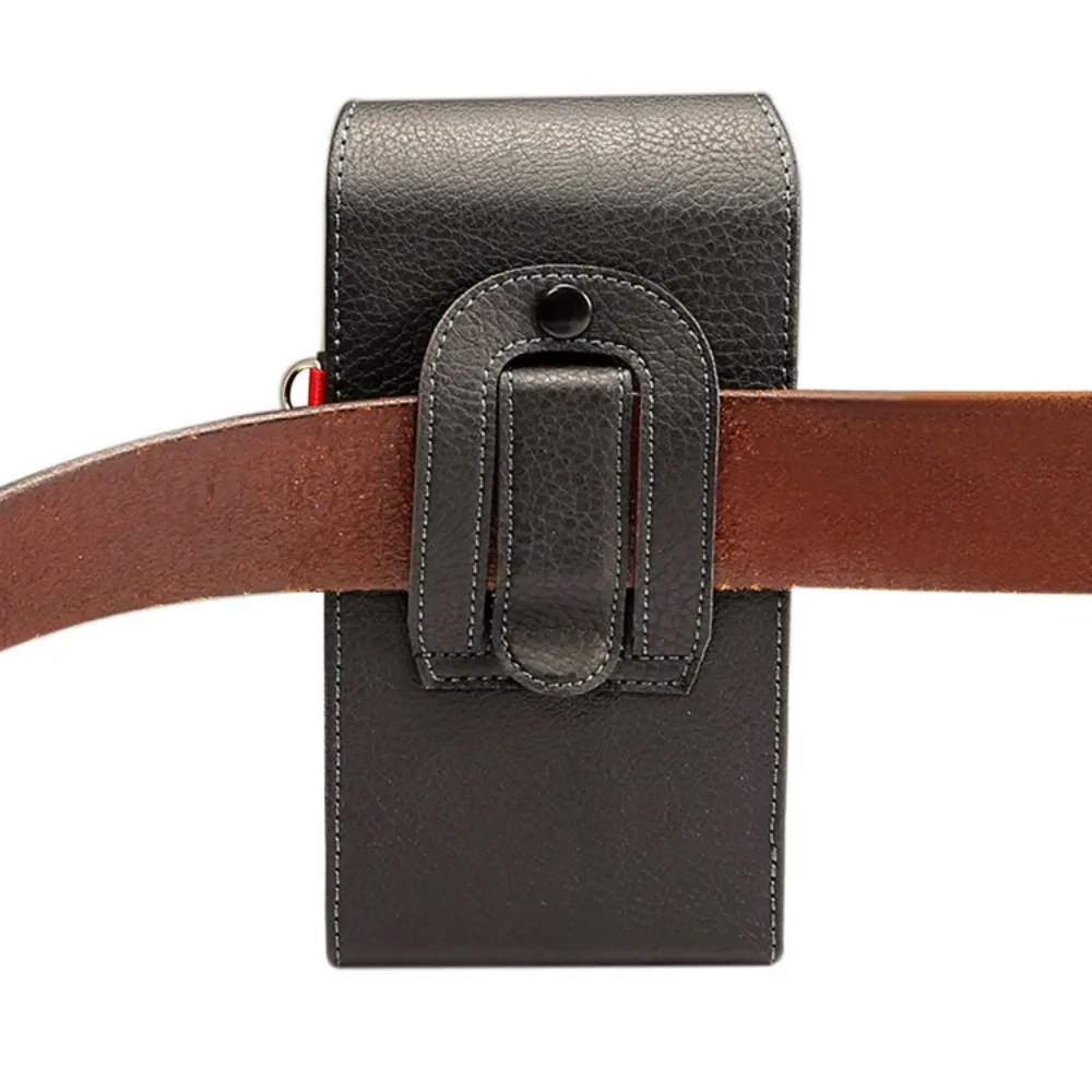 PU leather double-layer hanging waist bag with belt, multi-card slot magnetic buckle, multi-functional vertical waist bag