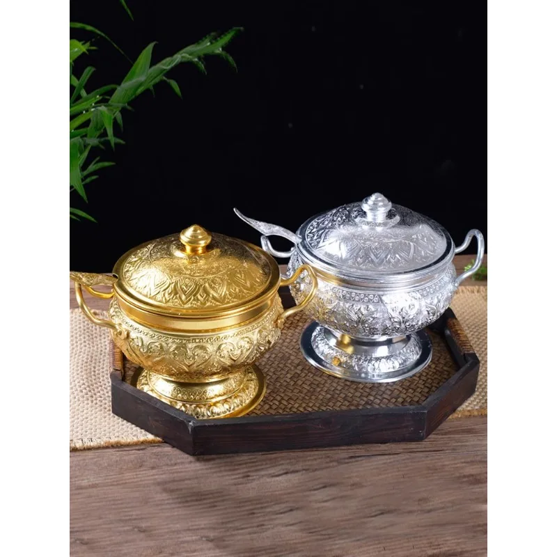 Thai Tin Tableware Dongyin Gong Soup Pot South East Asia Hotel Clubhouse Restaurant Special Rice Pot Kitchen Utensils Soup Pot