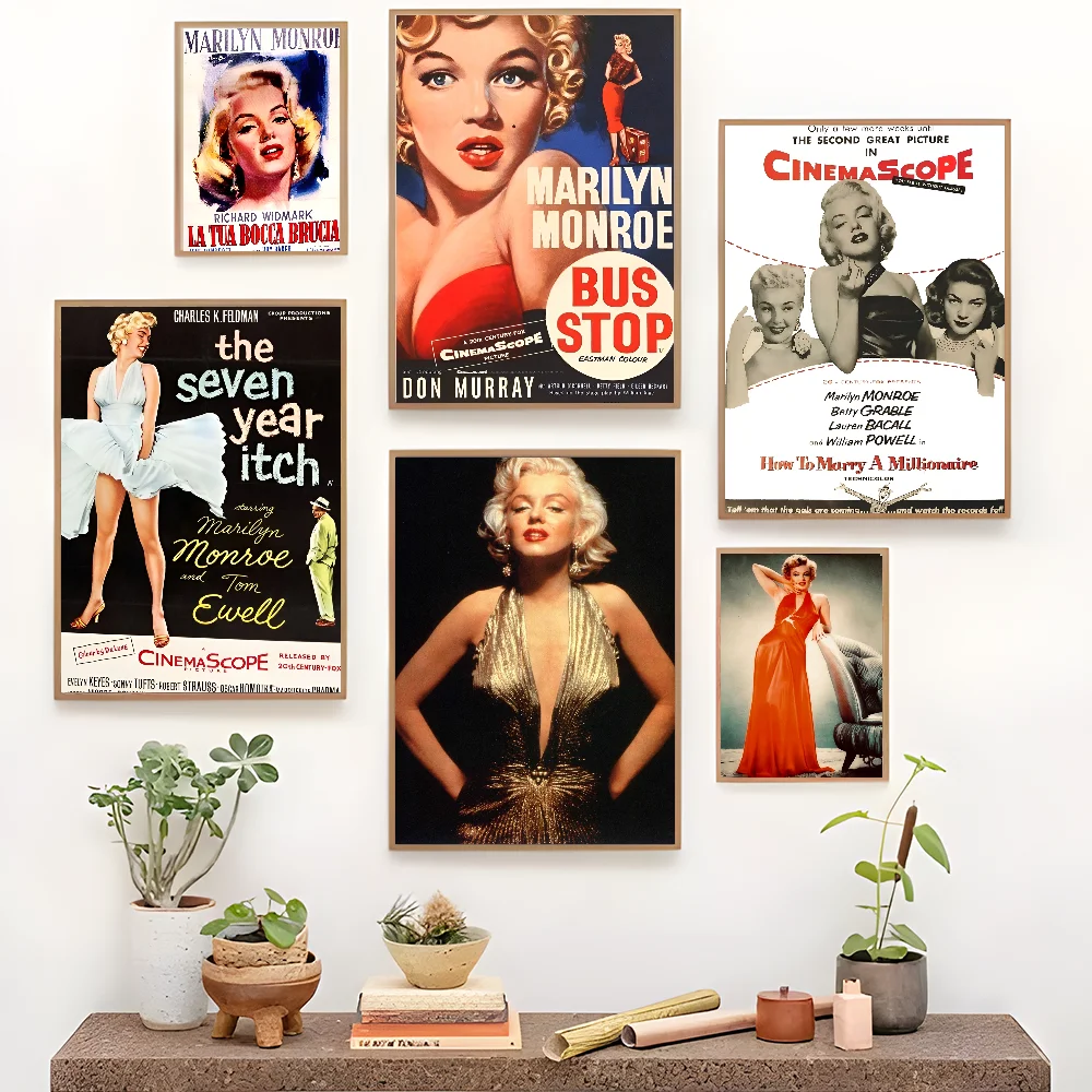 Classic Marilyn Monroe Good Quality Prints and Posters Waterproof Paper Sticker Coffee House Bar Posters Wall Stickers