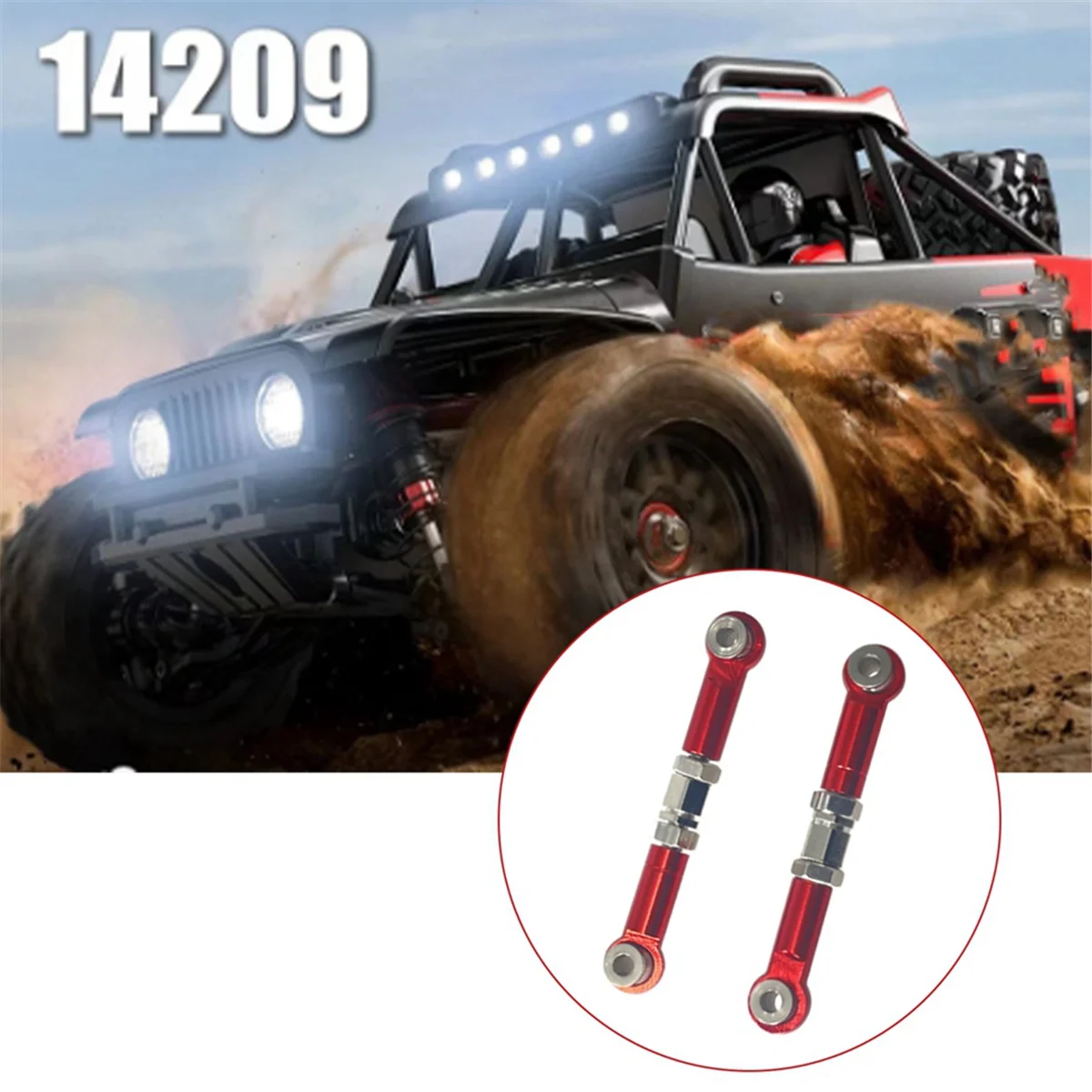 RC Auto Metalen Upgrade Accessoires Stuurstang voor MJX Hyper Go 1/14 14209 14210 H14BM RC Auto Upgrade Onderdelen (Rood)