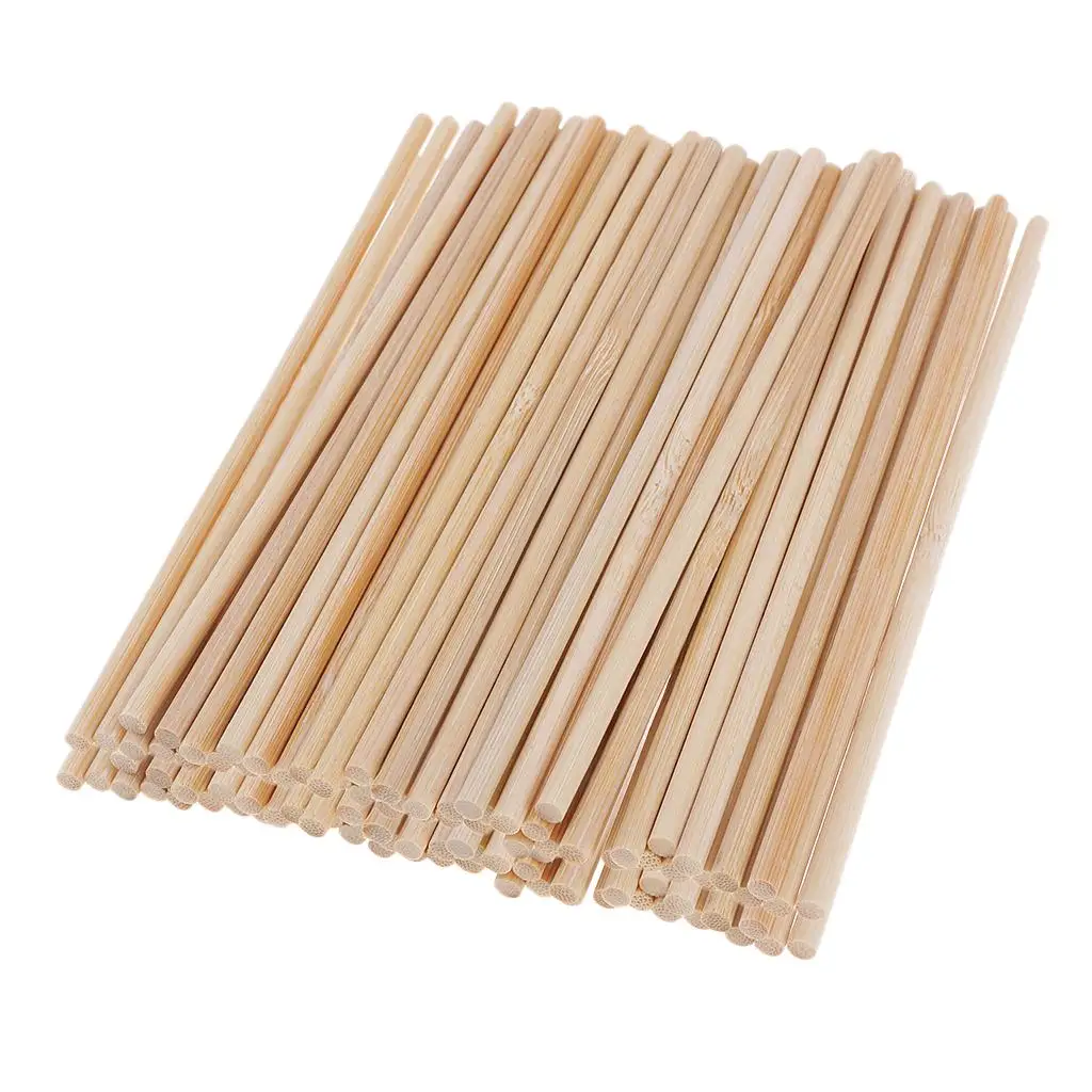 100 Pieces 4mm Round Balsa Unfinished Woodcraft Stick Dowel Rod for Kindergarten Handmade Craft Model Making Accessories 150mm