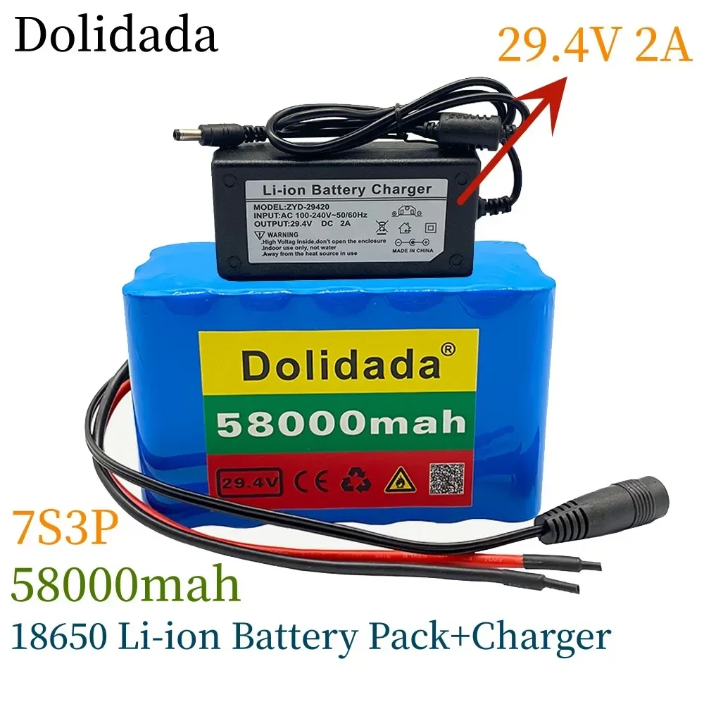 24v 58000mahh 7s3p 18650 Battery Pack 2A Charger Lithium Rechargeable 29.4v  Li-ion Batterie lifepo4