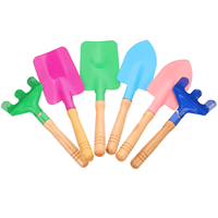 6 Pcs Mini Garden Tool Set Kids Garden Tool Toy Wood Garden Tool Spade Shovel Rake Trowel Gardening Tools With Anti Skid Handle