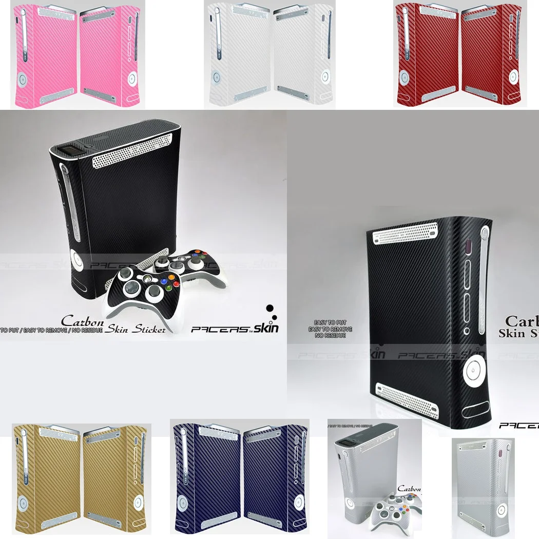 7 ألوان ألياف الكربون جلد فينيل ملصق حامي لمايكروسوفت Xbox 360 الأصلي الدهون و 2 تحكم جلود ملصقات