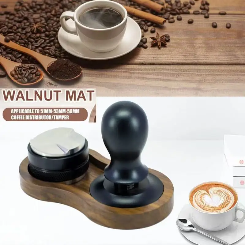 Walnut Espresso Coffee Tamper Station  for 51mm/53mm/58mm Fluted Tampering Holder Corner Coffeeware Tamping Accessories