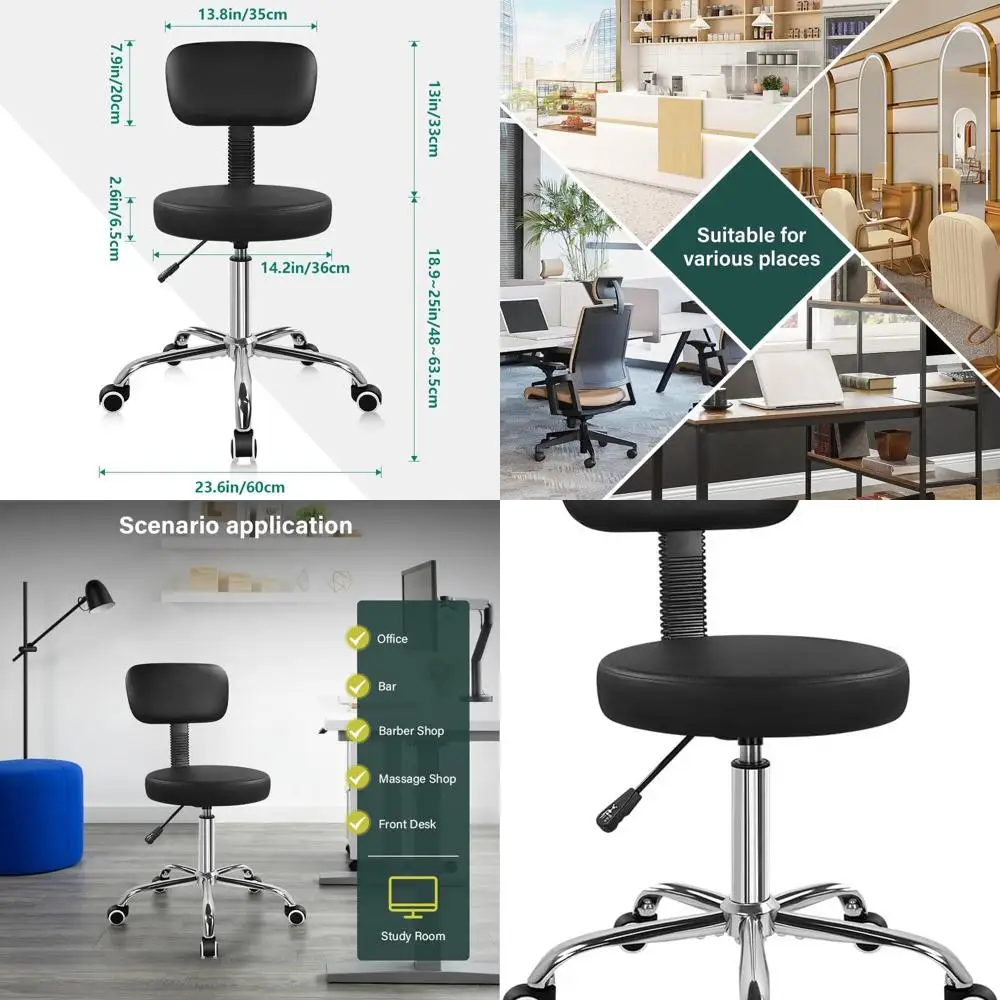 

Adjustable Backrest Ergonomic Drafting Chair with Padded Seat and Wheels for Various Workspaces, Black