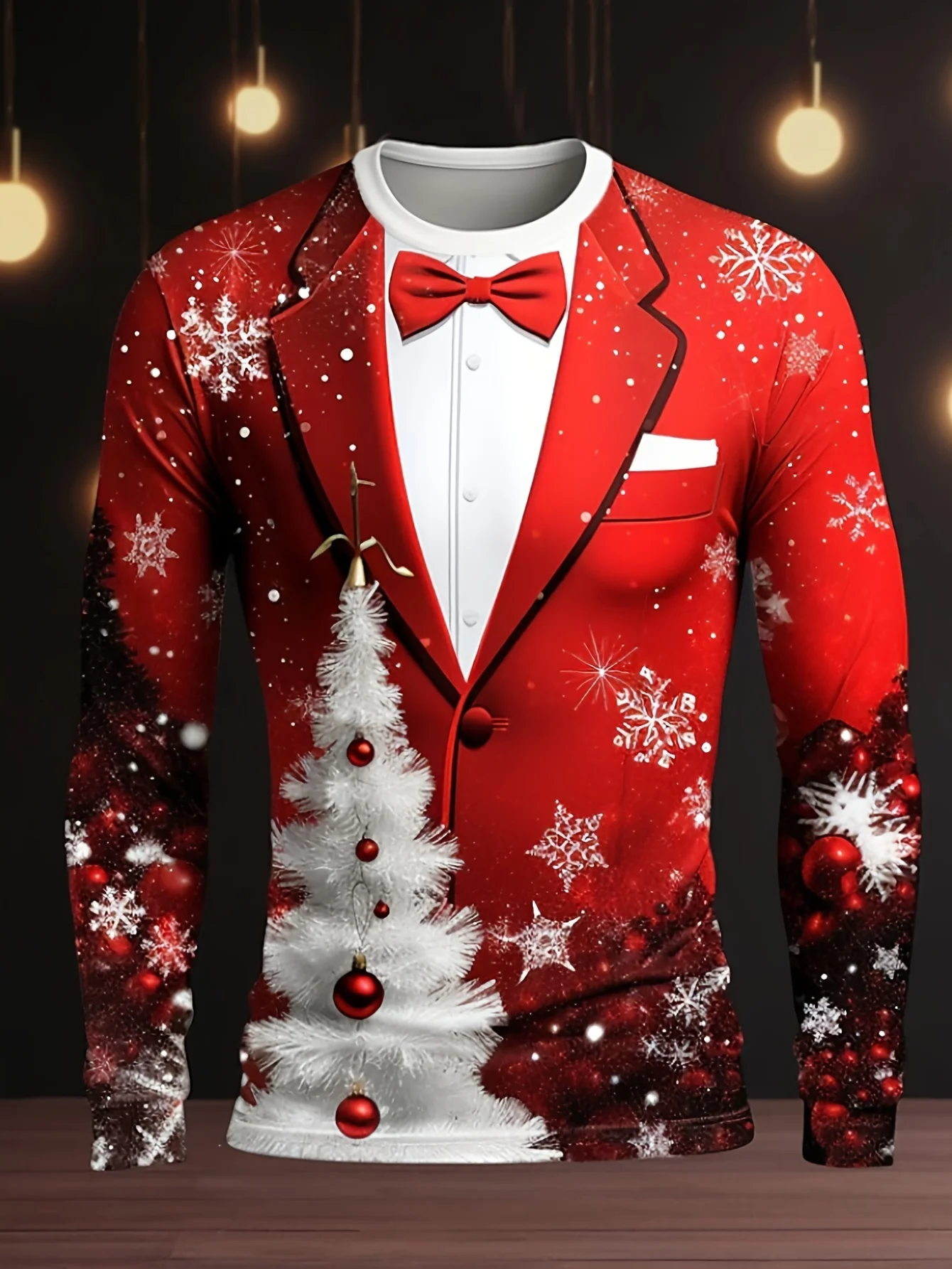 2026 new selling 3D printed men's long sleeved Christmas pattern suit streetwear men's round neck plus size T-shirt for parties