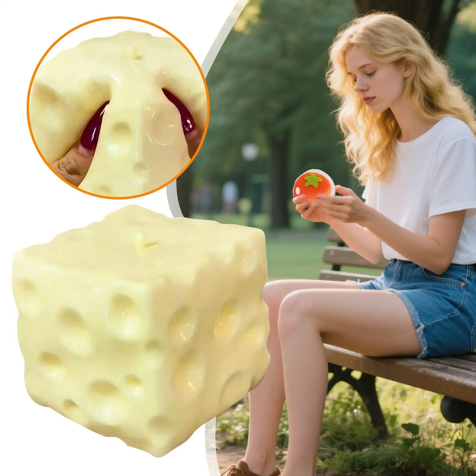 

1 шт. Антистрессовый мяч-кубик в форме сыра, большой, формоустойчивый, не отскакивающий, сенсорная игрушка-антистресс, подарок