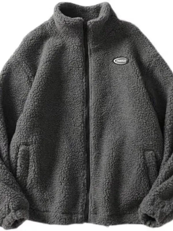 

Осень-зима, мужской открытый кардиган, хлопковая куртка, свободная повседневная теплая бархатная куртка на молнии с ягненком, молодежная модная длинная толстовка с капюшоном све