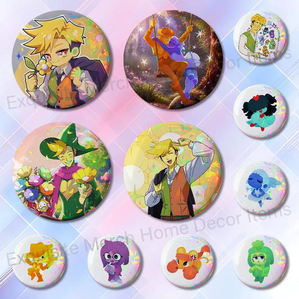 D-Deltarune Flowery Pins 58mm Cute Cartoon Badge Handmade Brooches for Backpack Accessories