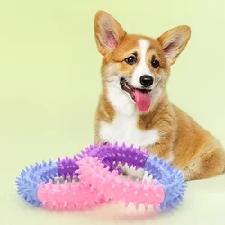 Pet Dog Toys Rubber Thorn Ring Bite Resistant Tooth Cleaning TPR Molar Chew Toys for Dogs Interactive Training Dog Accessories