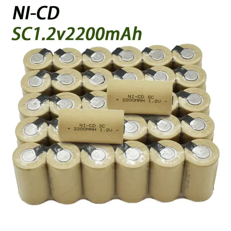 

2-20pcs Screwdriver Electric Drill SC Batteries 1.2V 2200mah SubC Ni-Cd Rechargeable Battey with Tab Power Tool NiCd SUBC Cells