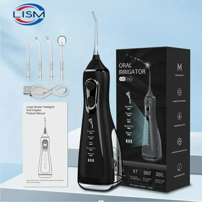 Oral Irrigator Tooth Scaler 5-speed Adjustment Water Flosser Portable Dental Water Jet 350ML IPX6 Waterproof Teeth Cleaner