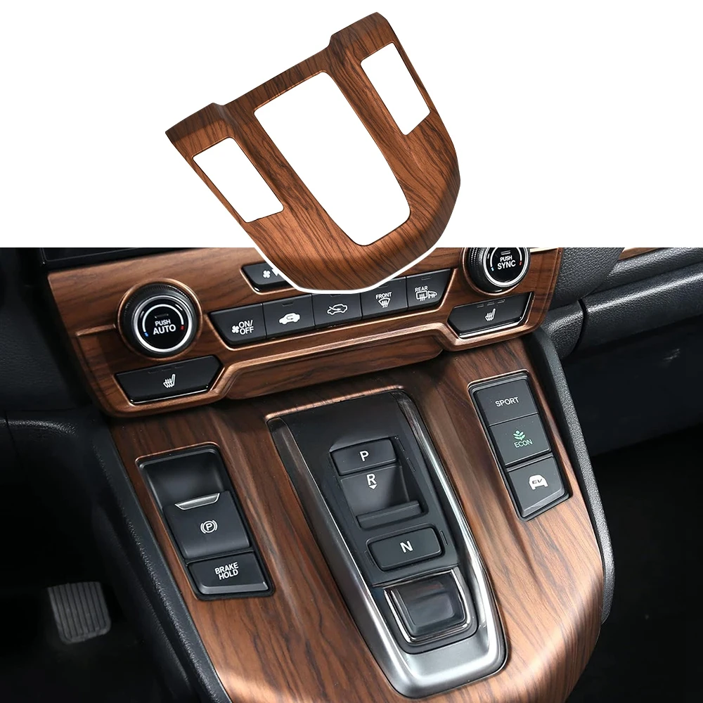 Gear Shift Panel Cover Decals Wood Grain Decoration Fit for Honda CRV 2017-2022 Hybrid Version Gear Shift Box Panel Cover Trim