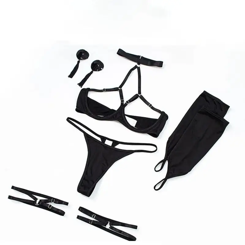 Black Sexy Lace Hollow out Temptation Underwear Women's Sensual Set Cross-Border Hot Sale Special Use Clothing from China