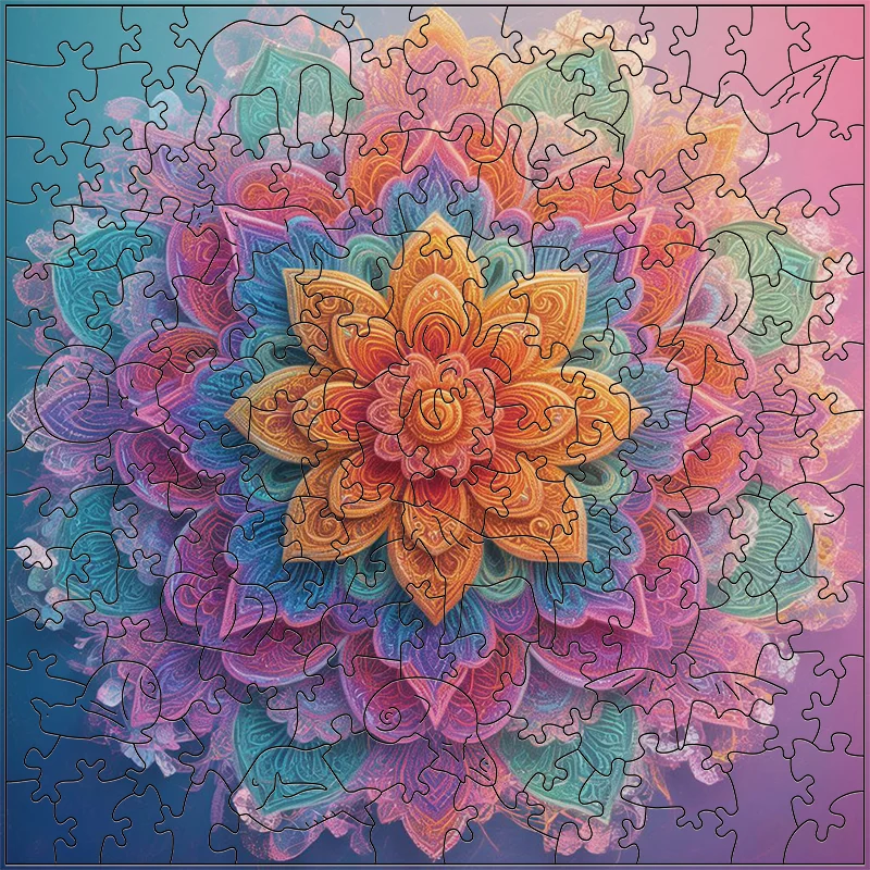 Mandala-Blumen-Holzpuzzle – Party-Unterhaltung und Stressabbau-Spiel für Entspannung und Spaß