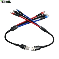 30cm Short Charge 3 in 1 USB Cable for Huawei for iPhone 14 13 11 Pro Fast Charge 8 Pin Micro USB Type C Cable for Samsung S21