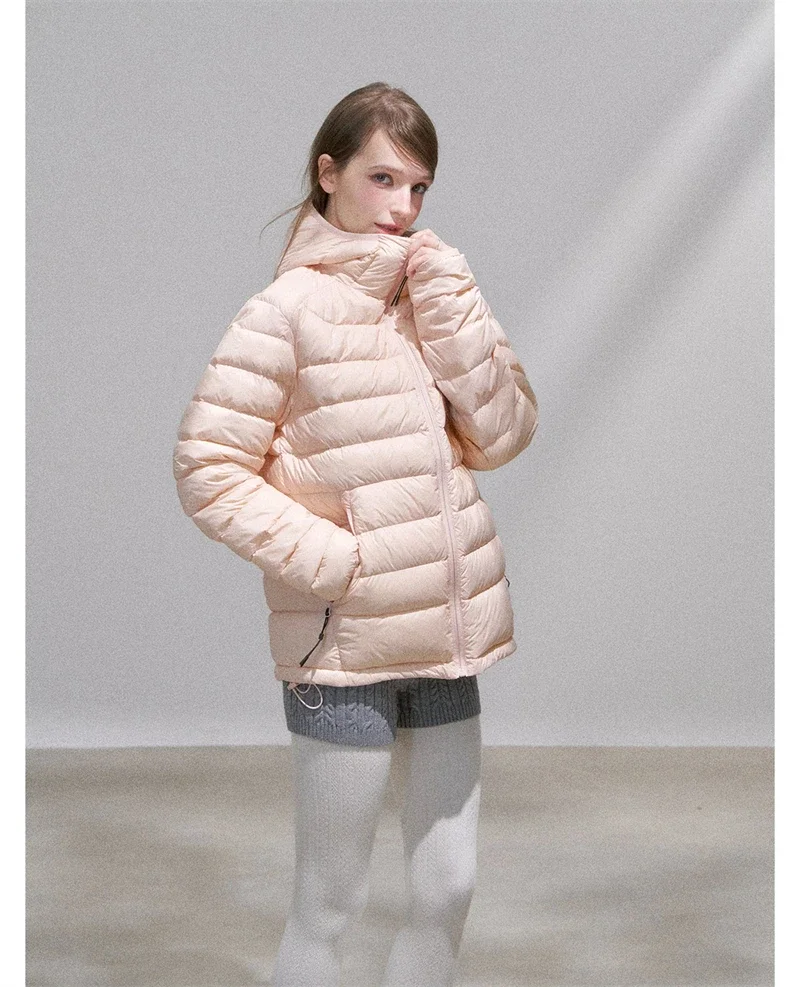 Lightweight Puffer Jacket Women Slim Fit Quilted Thin Winter Coat Hooded Casual Warm Inner Down Outerwear Cotton Parkas куртка