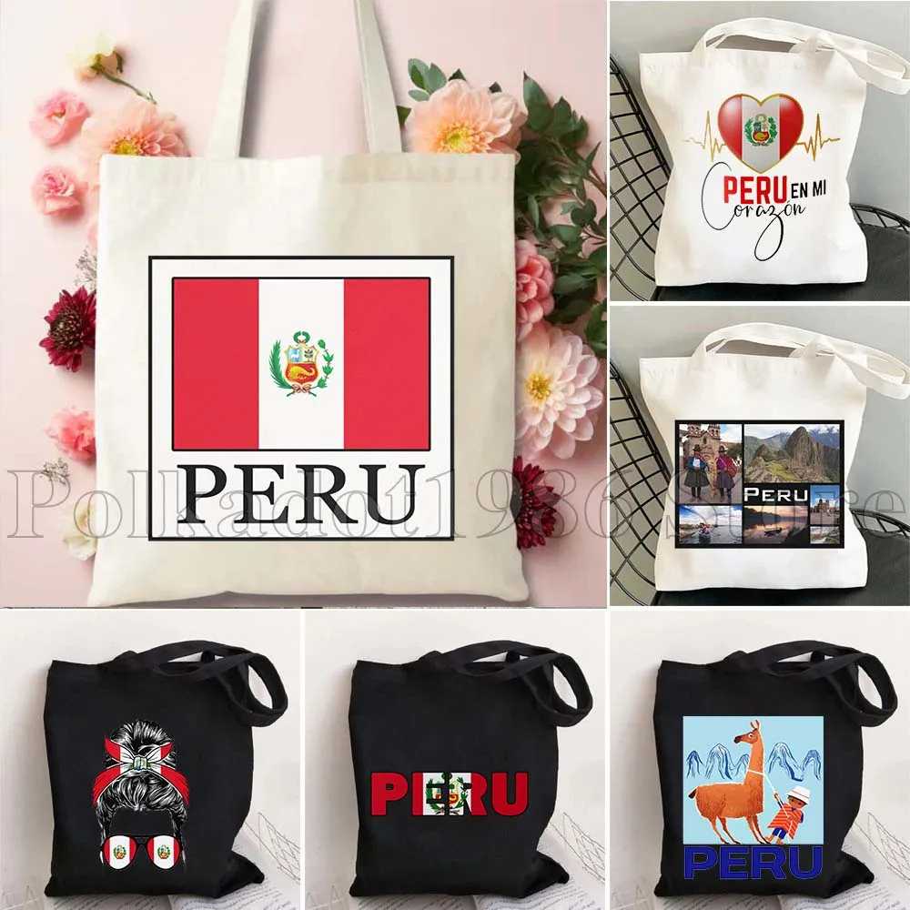 

Peru Map Flag Map Peruvian Girl Peruanos Latino Pride Gifts Canvas Bag Upgraded Straps Tote Bags Men Women Handbag Shoulder Bag