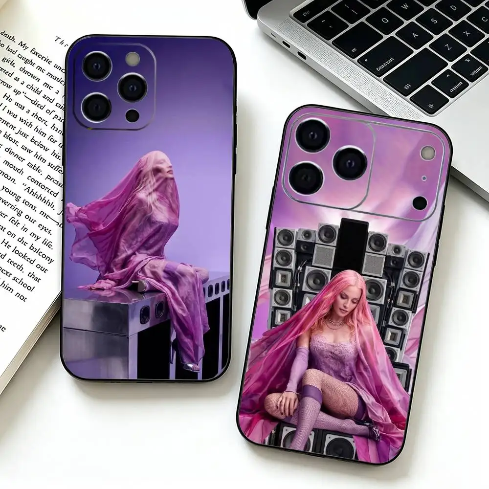 Coque de téléphone M-Madonna Confessions pour iPhone 12 13 14 15 16 17 Pro Max, Housse noire souple légère et pratique
