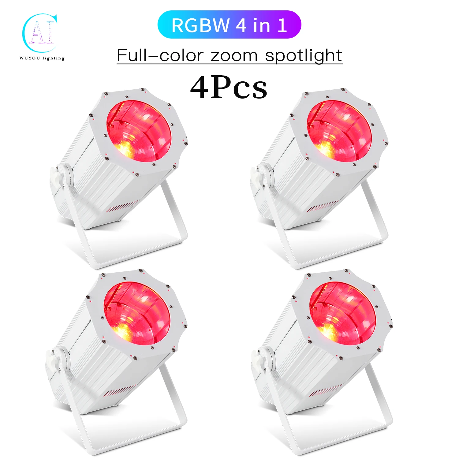 

4Pcs/Lots 200W Full Color Zoom Spotlight RGBW 4 in 1 LED Par Light DJ Disco Equipment Wedding Stage Show Film and TV Spotlight