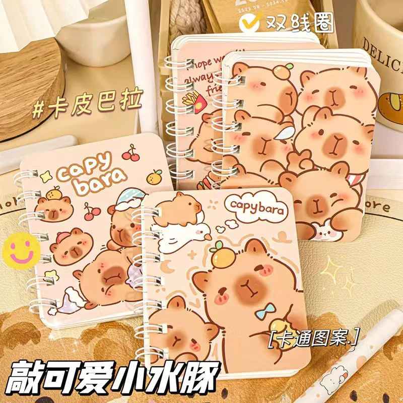 4Pcs Capybara Cartoon Coil Notebook Students Mini Portable A7 Pockets Notebook children's day gift