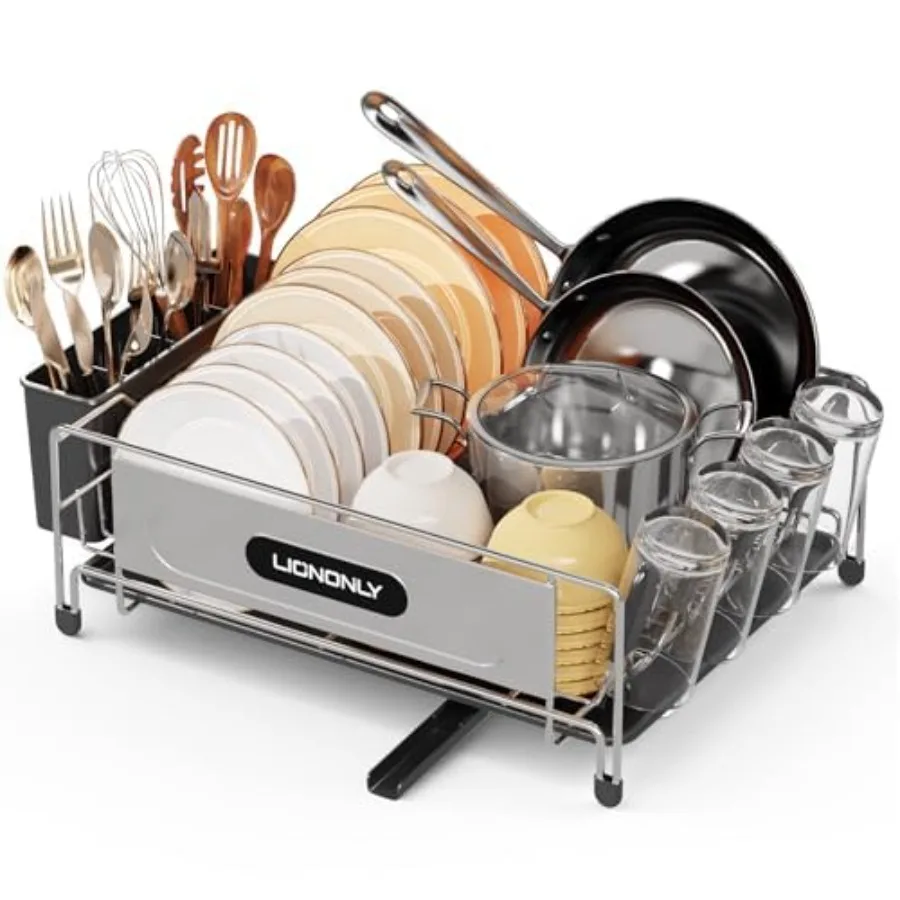 

Dish Drying Rack Dish Racks for Kitchen Counter 304 Stainless Steel Dish Drainer Drainboard Set with Smart Drainage 360 Adjusta