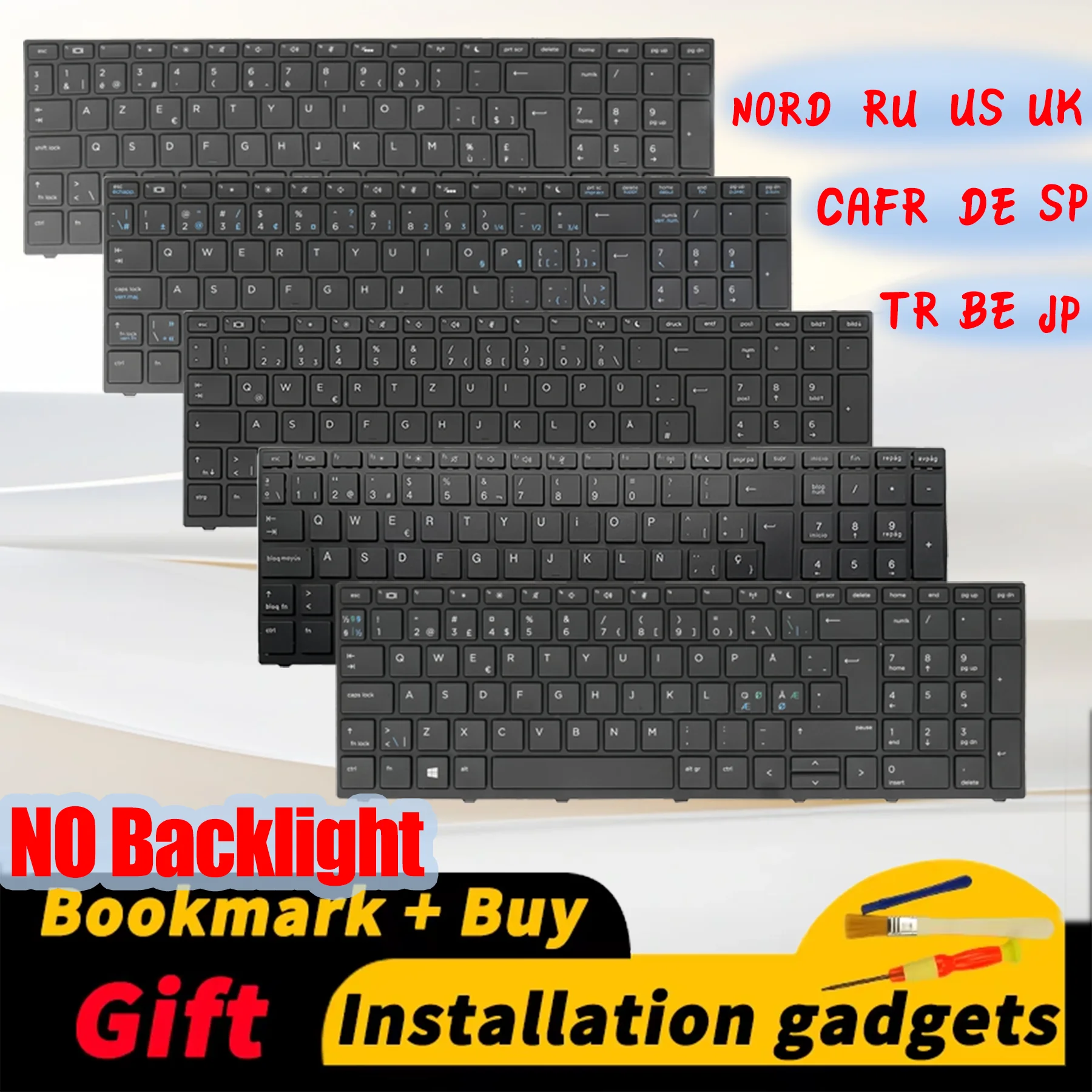 Suitable for HP Probook 450 G5 455 G5 470 G5 650 G4 650 G5 NO Backlit Keyboard BE CAFR DE SP JP NORD RU TR UK US Layout